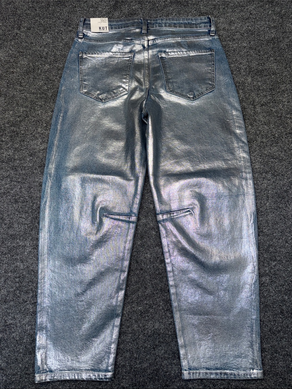 Kut from the Kloth Metallic Silver Ashley Barrel Jeans - Picture 5 of 14